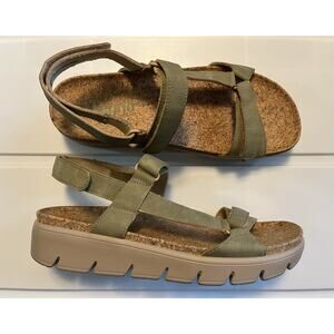 ALEGRIA Women's Henna Strappy Sandal EU 40 US 9.5-10 Green Vegan Leather